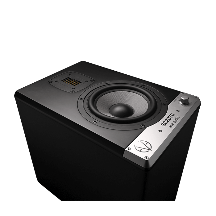 A single EVE Audio SC2070 studio monitor, designed in Berlin for detailed, high-resolution professional audio.