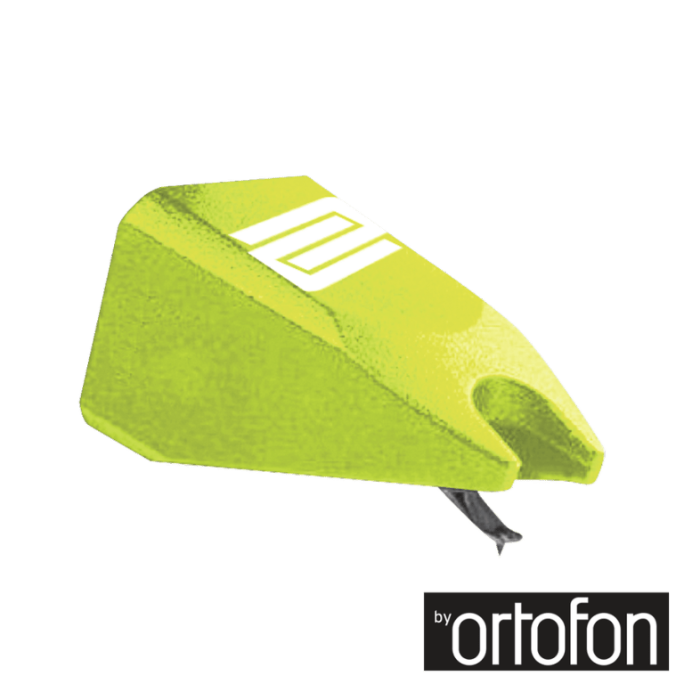 A durable Reloop Stylus Green, a replacement spherical stylus designed for heavy-duty scratching and timecode vinyl use.