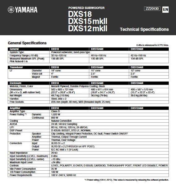 Yamaha DXS18 - selectadjs