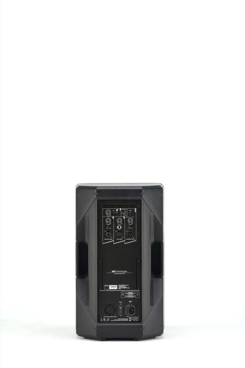Rear panel of the dBTechnologies KL 10, displaying its combo inputs, DSP sound presets, and Bluetooth pairing controls.